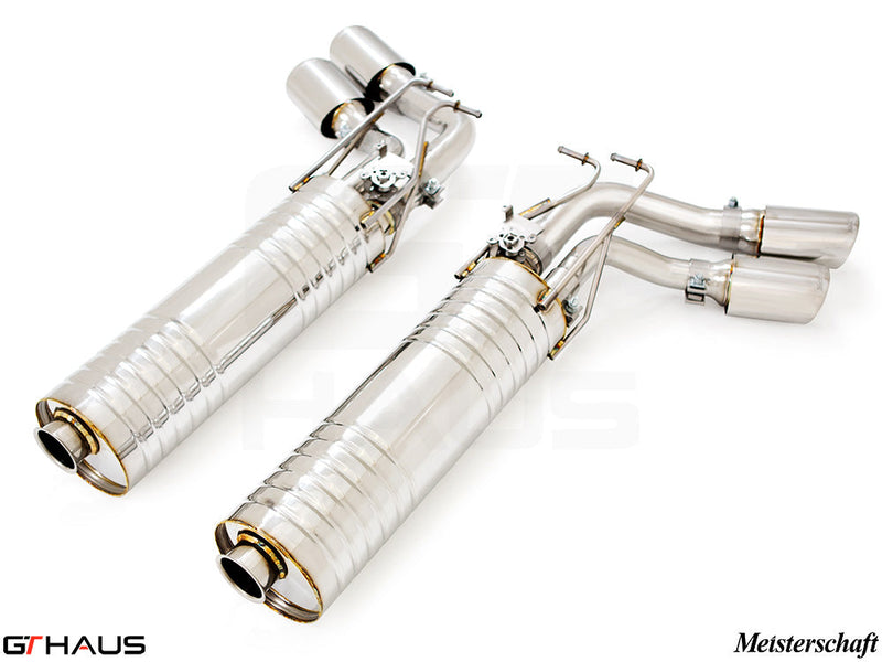 Premium exhaust system for Mercedes-Benz W463 G-Class G500/550 featuring stainless steel construction and dual tips.
