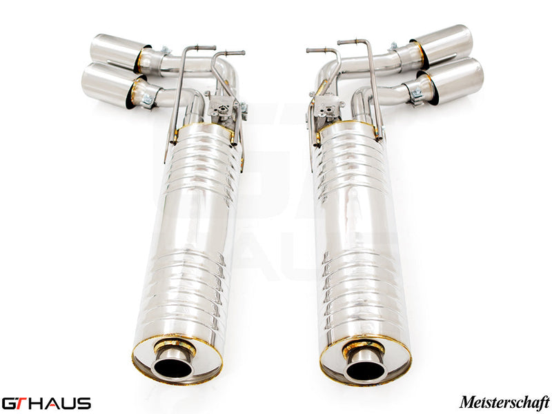Premium exhaust system for Mercedes-Benz W463 G-Class G500/550 V8 turbo, featuring stainless steel construction and dual tips.