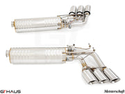 Premium performance exhaust system for Mercedes-Benz W463 G-Class G500/550, featuring stainless steel construction and quad tips.