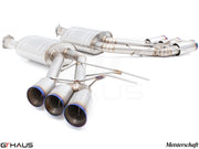 Premium exhaust system for Mercedes-Benz W463 G-Class G500/550 (V8 turbo) featuring stainless steel construction and quad tips.