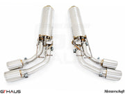 Premium exhaust system for 2019+ Mercedes-Benz G63 AMG, featuring dual tips and high-performance stainless steel construction.