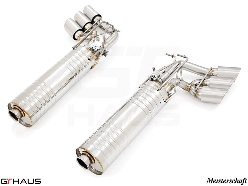 Premium performance exhaust system for Mercedes-Benz W463 G-Class G63 AMG, featuring stainless steel construction and dual tips.