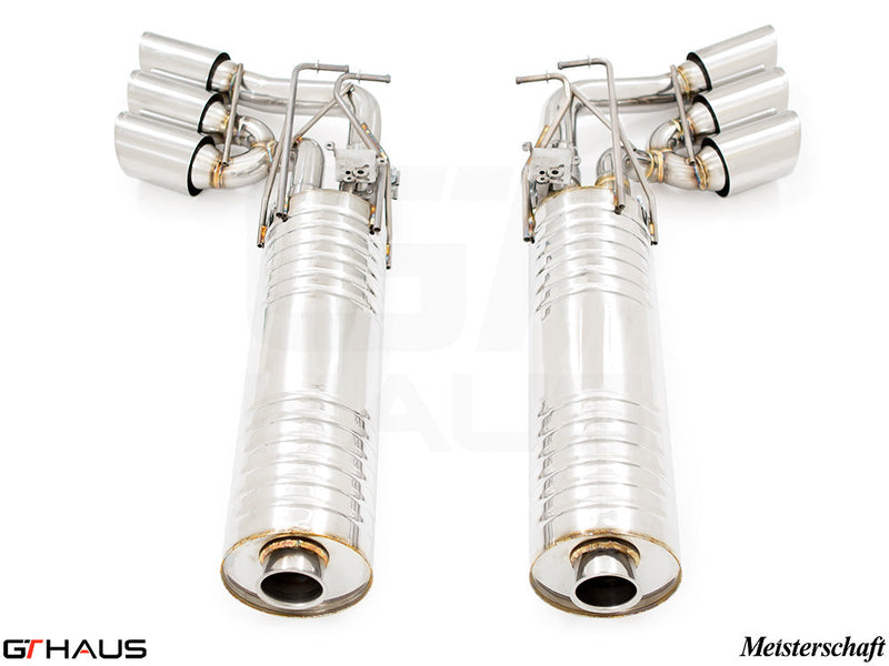 Premium exhaust system for Mercedes-Benz W463 G-Class G63 AMG featuring dual tips and advanced valve control.