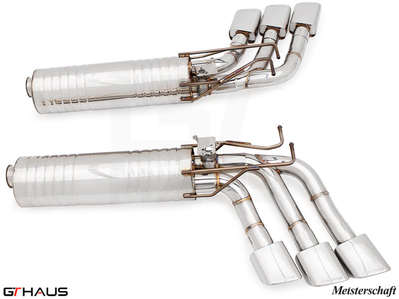 Premium exhaust system for Mercedes-Benz W463 G-Class G63 AMG featuring dual tips and advanced valve control.