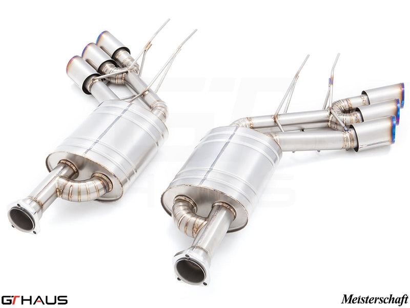 Premium stainless steel exhaust system for Mercedes-Benz W463 G-Class G63 AMG, featuring dual tips and advanced design.