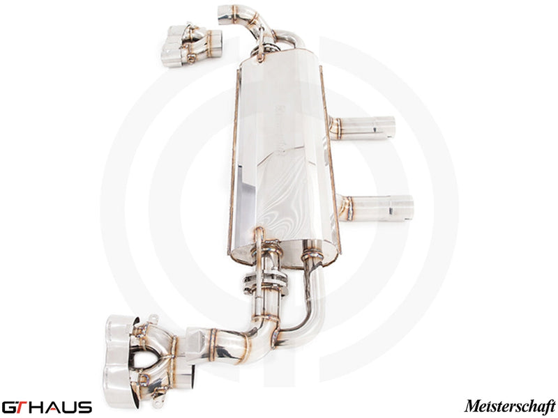 Premium stainless steel exhaust system for 2014-2015 Mercedes-Benz GL63 AMG, featuring advanced design and performance enhancements.