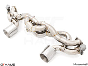 Premium Meisterschaft exhaust system for Porsche 718 Boxster Spyder RS, featuring stainless steel construction and electronic valve control.