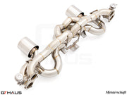 Premium Meisterschaft exhaust system for Porsche 718 Cayman GTS/GT4, featuring stainless steel construction and advanced design.