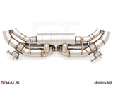 Premium Meisterschaft exhaust system for Porsche 911 (992) Carrera models, showcasing high-quality stainless steel construction.