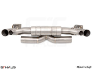 Premium exhaust system for Porsche 911 (992 Chassis) Dakar, featuring stainless steel construction and dual tips.