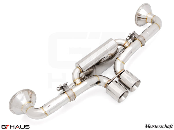 Premium stainless steel exhaust system for Porsche 911 GT3RS/ST (992 Chassis) 2019-2024, featuring dual tips and optimized flow.