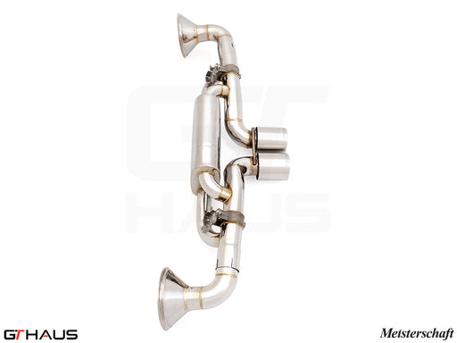 Premium exhaust system for Porsche 911 GT3RS/ST (992 Chassis) featuring stainless steel construction and electronic valve control.