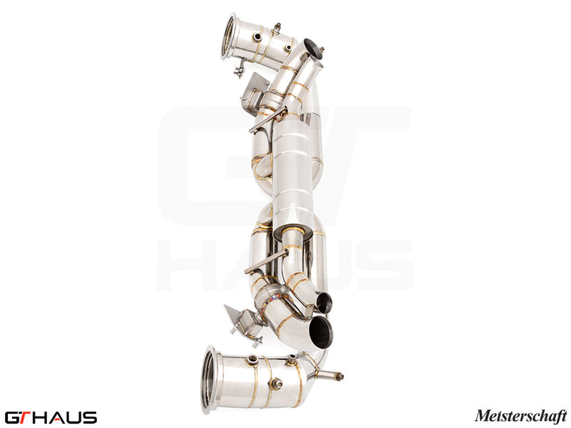 Premium performance exhaust system for Porsche 911 (992 Chassis) GTS, featuring stainless steel construction and precision engineering.