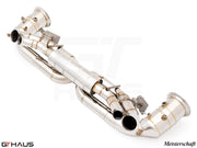 Premium performance exhaust system for Porsche 911 (992 Chassis) GTS, featuring stainless steel construction and electronic valve control.