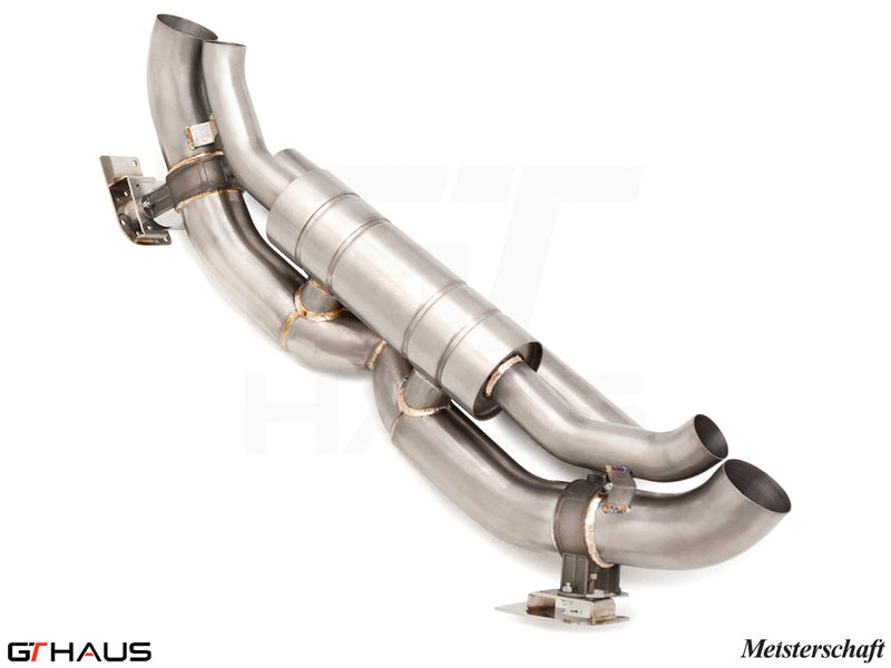 Premium performance exhaust system for Porsche 911 GTS (992 Chassis) featuring stainless steel construction and enhanced sound.