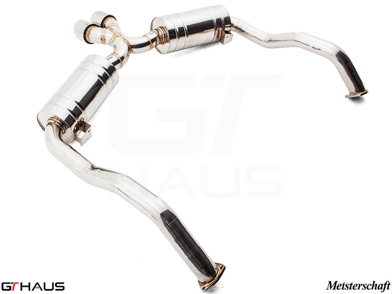 Premium exhaust system for Porsche 987 Boxster (2005-2008), enhancing performance with a sleek stainless steel design.