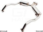 Premium exhaust system for Porsche 987 Cayman/S (2006-2008), featuring polished stainless steel construction and enhanced performance.