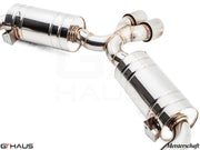 Premium exhaust system for Porsche 987 Cayman/S (2006-2008), featuring polished stainless steel construction and enhanced performance.