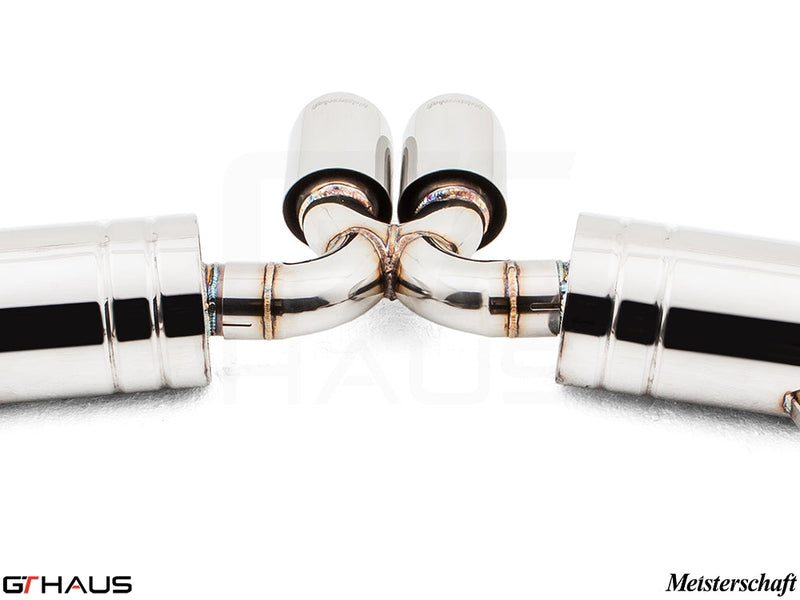 Premium exhaust system for Porsche 987.2 Boxster/S/RS featuring polished stainless steel and precision craftsmanship.