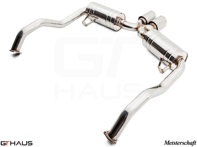 Premium exhaust system for Porsche 987.2 Boxster/S/RS (2009-2012), featuring polished stainless steel for enhanced performance.