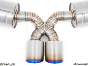 Premium exhaust system for Porsche 987.2 Boxster/S/RS featuring dual tips and precision welds for enhanced performance.
