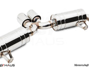 Premium exhaust system for Porsche 987.2 Cayman PDK, featuring polished stainless steel construction and dual tips.
