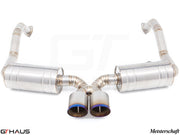 Premium exhaust system for Porsche 987.2 Cayman PDK, enhancing performance with a sleek design and dual tips.