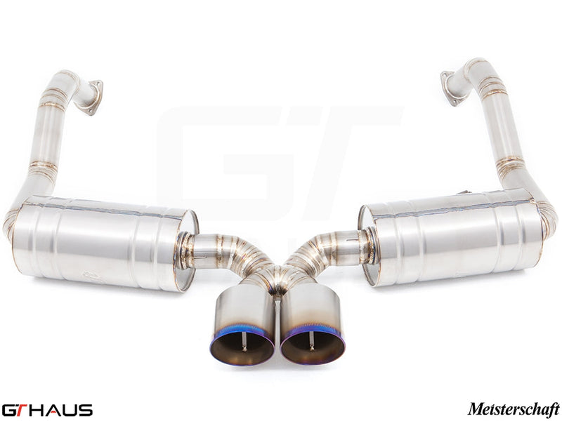 Premium exhaust system for Porsche 987.2 Cayman PDK, enhancing performance with a sleek design and dual tips.