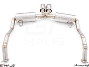 Premium exhaust system for Porsche 987.2 Cayman PDK, featuring stainless steel construction and dual tips.