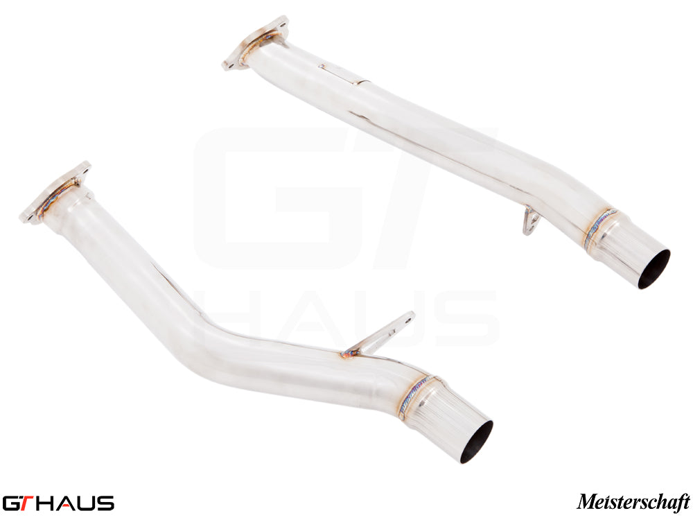 Porsche Cayenne 2011+ front cat-bypass pipe for V8 and V8 Turbo models, featuring stainless steel construction.