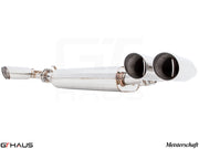 Premium Meisterschaft exhaust system for Porsche Cayenne V8 (2011+) featuring polished stainless steel and dual tips.