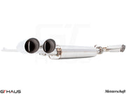 Premium exhaust system for 2015+ Porsche Cayenne V8, featuring dual tips and high-quality stainless steel construction.