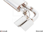 Premium Meisterschaft exhaust system for Porsche Cayenne V8 (2015+) featuring polished stainless steel and dual tips.