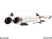 Premium exhaust system for 2015+ Porsche Cayenne TDI, featuring dual tips and electronic valve control for enhanced performance.