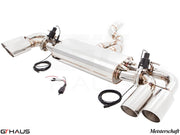 Premium exhaust system for 2015+ Porsche Cayenne TDI, featuring stainless steel construction and electronic valve control.