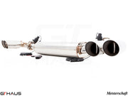 Premium exhaust system for 2015+ Porsche Cayenne TDI, featuring dual tips and electronic valve control for enhanced performance.