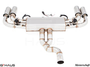 Premium exhaust system for Porsche Cayenne 2nd Gen Facelift TDI, featuring polished stainless steel and electronic valve control.