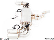 Premium performance exhaust system for 2015+ Porsche Cayenne TDI, featuring stainless steel construction and electronic valve control.