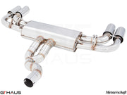 Premium exhaust system for 2015+ Porsche Cayenne TDI, featuring stainless steel construction and dual tips.