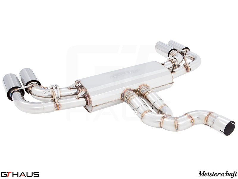 Premium exhaust system for 2015+ Porsche Cayenne TDI, featuring stainless steel construction and dual tips.