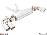 Premium performance exhaust system for Porsche Cayenne V6 3.6L, featuring polished stainless steel and dual tips.