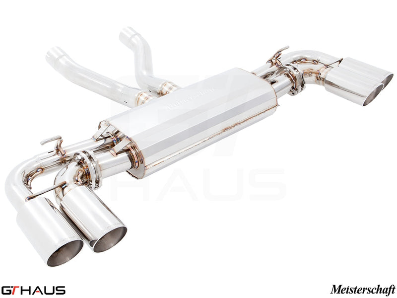 Premium performance exhaust system for Porsche Cayenne V6 3.6L, featuring polished stainless steel and dual tips.