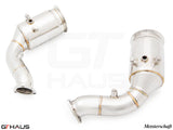 Premium down pipes for Porsche Cayenne SUV/Coupe (2019-2023) featuring OBD2 and 400 CEL sport cats for enhanced performance.