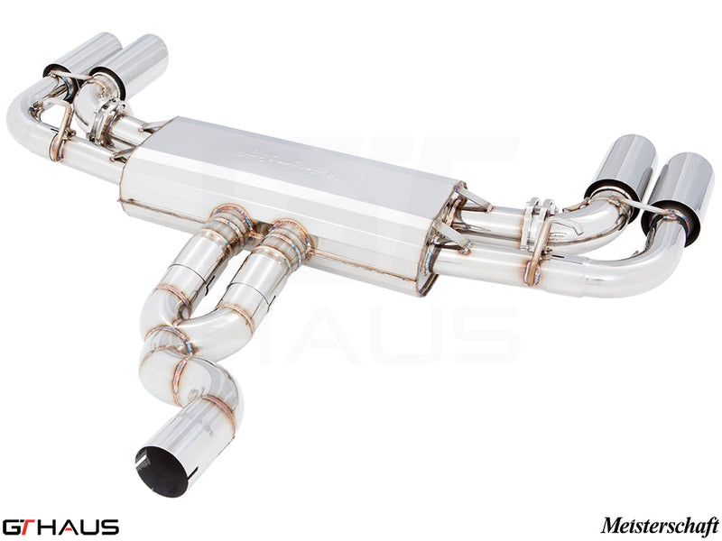 Premium Meisterschaft exhaust system for 2019-2023 Porsche Cayenne SUV/Coupe V6 Turbo, featuring stainless steel construction.