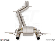 Premium performance exhaust system for 2022-2023 Porsche Cayenne Turbo GT, featuring stainless steel construction and dual outlets.