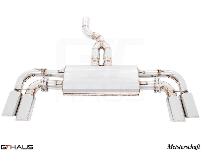 Premium Meisterschaft exhaust system for 2024+ Porsche Cayenne SUV/Coupe V6 Turbo, featuring polished stainless steel design.