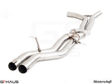Porsche Macan 2016+ full cat-back exhaust system featuring front, mid, and SR pipe for V6 petrol models.