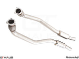 Porsche Macan 2016+ full cat-back exhaust system with front, mid, and SR pipe for V6 petrol models, featuring stainless steel construction.