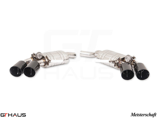 Premium exhaust system for Porsche Macan S/GTS/Turbo (V6 Turbo) 2016+, featuring stainless steel construction and electronic valve control.