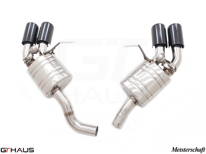 Premium exhaust system for 2022+ Porsche Macan I4 Turbo, featuring dual tips and high-quality stainless steel construction.